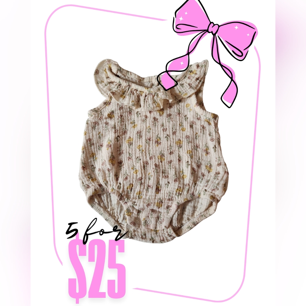 Chick Pea Floral Ruffled Onesie - Cream